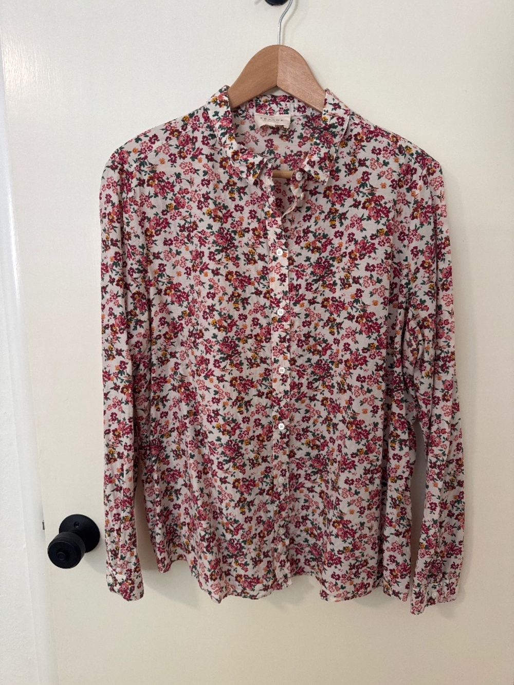 Sezane Pierro Shirt Imprimé Fleurie Fond Beige - Size 42